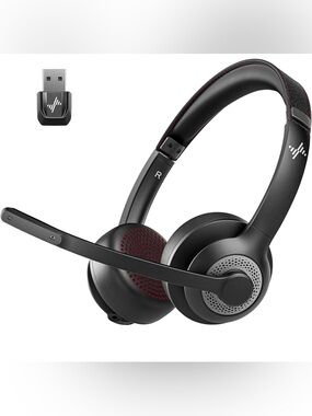 NWT Wireless Bluetooth 5.2 Headset - Noise Cancelling Office Mic & USB